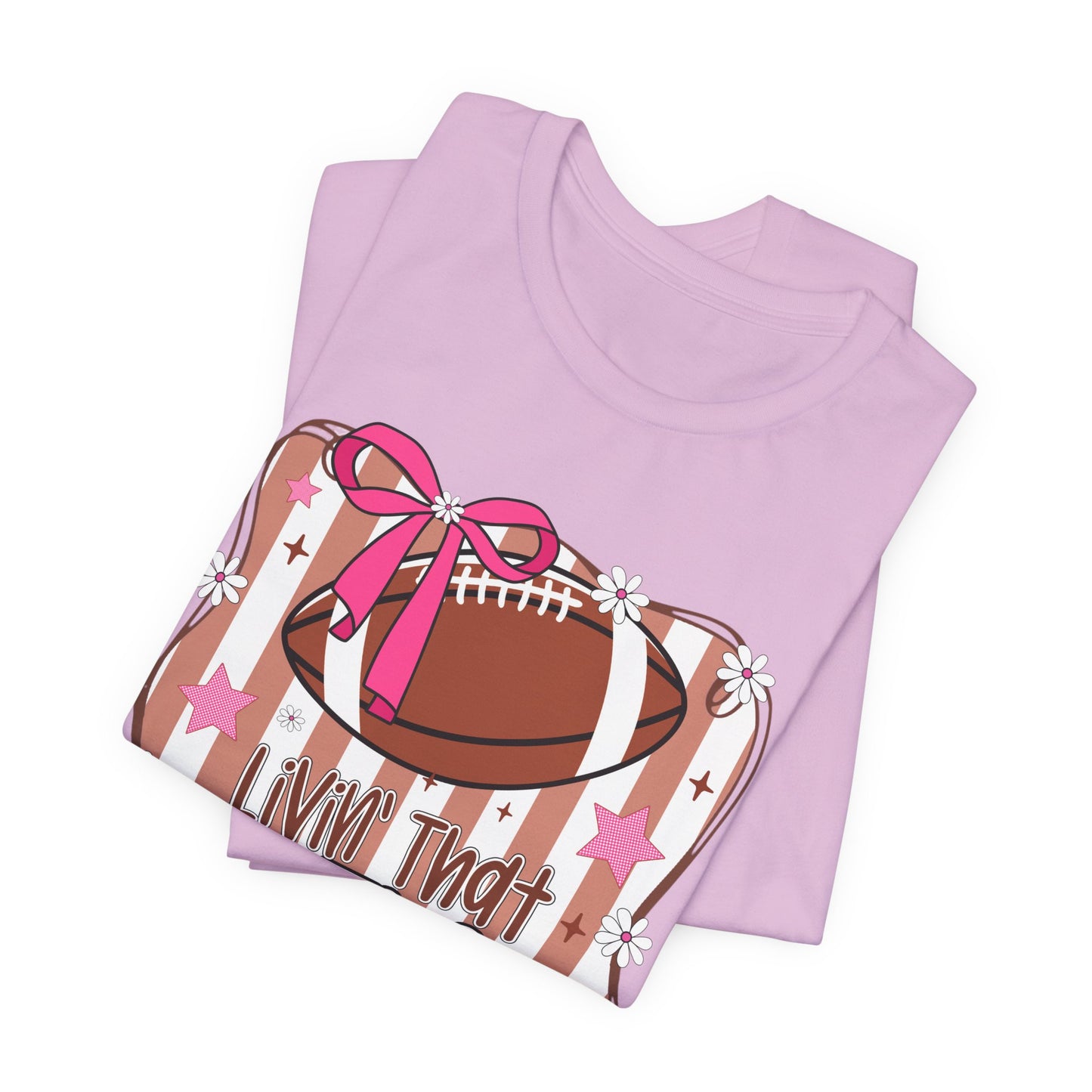Football Mom Life T-Shirt — Pink Bow Football Mom Tee