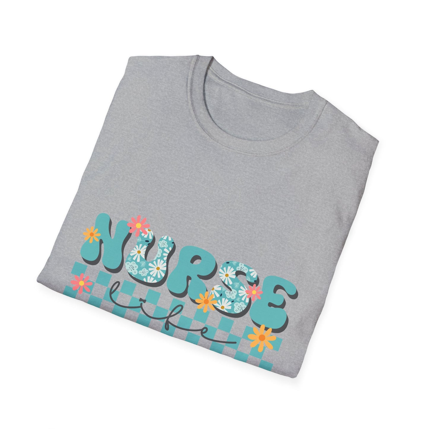 Nurse Floral Checkerboard T-Shirt