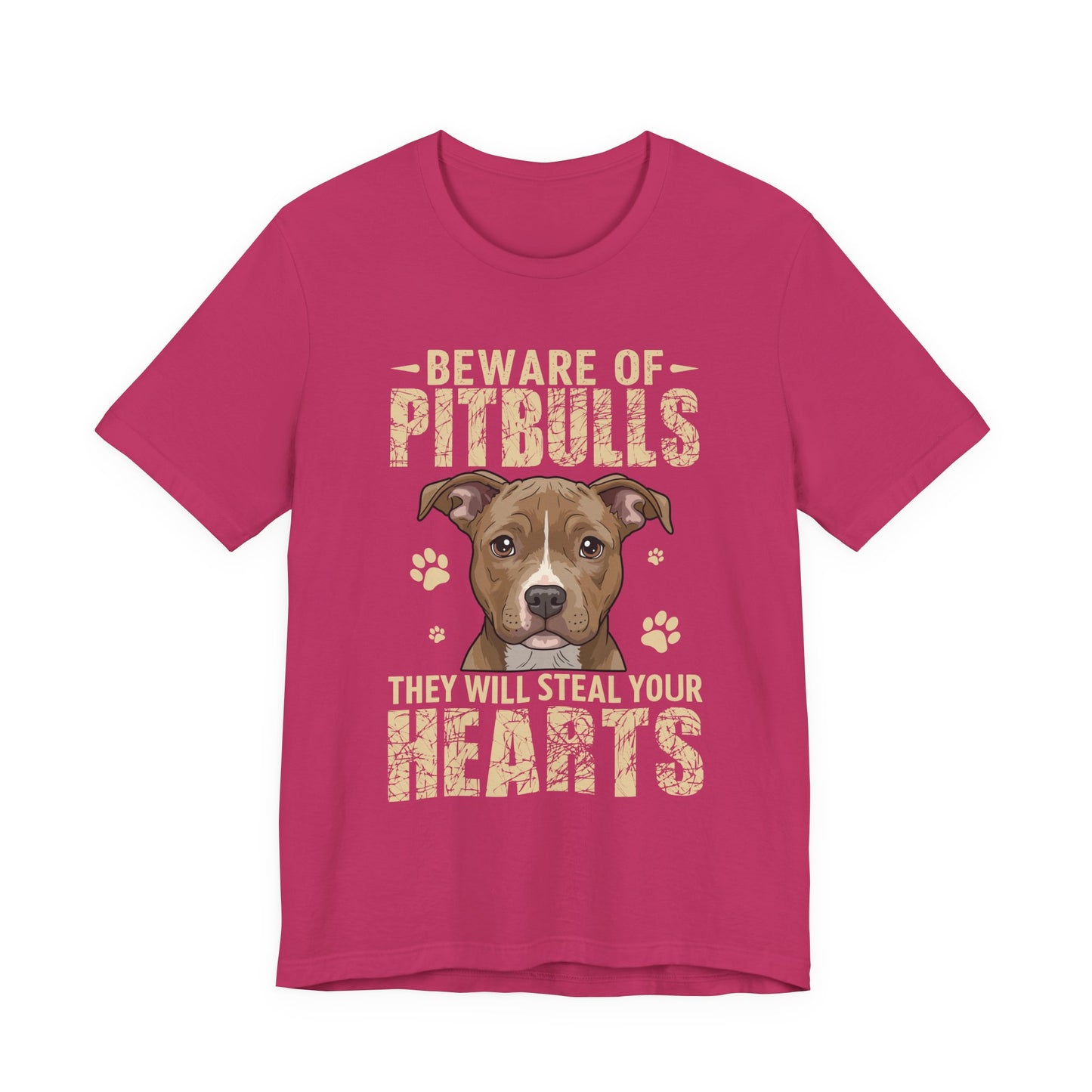 Pitbull Lover T-Shirt — "Beware of Pitbulls They Will Steal Your Hearts" Cute Dog Tee