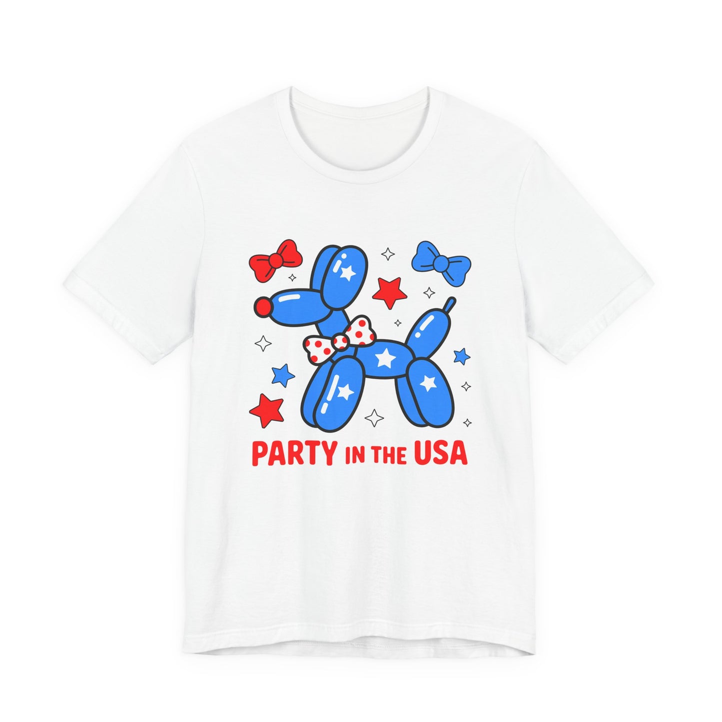 Party in the USA Balloon Dog Tee – Patriotic 4th of July Graphic T-Shirt
