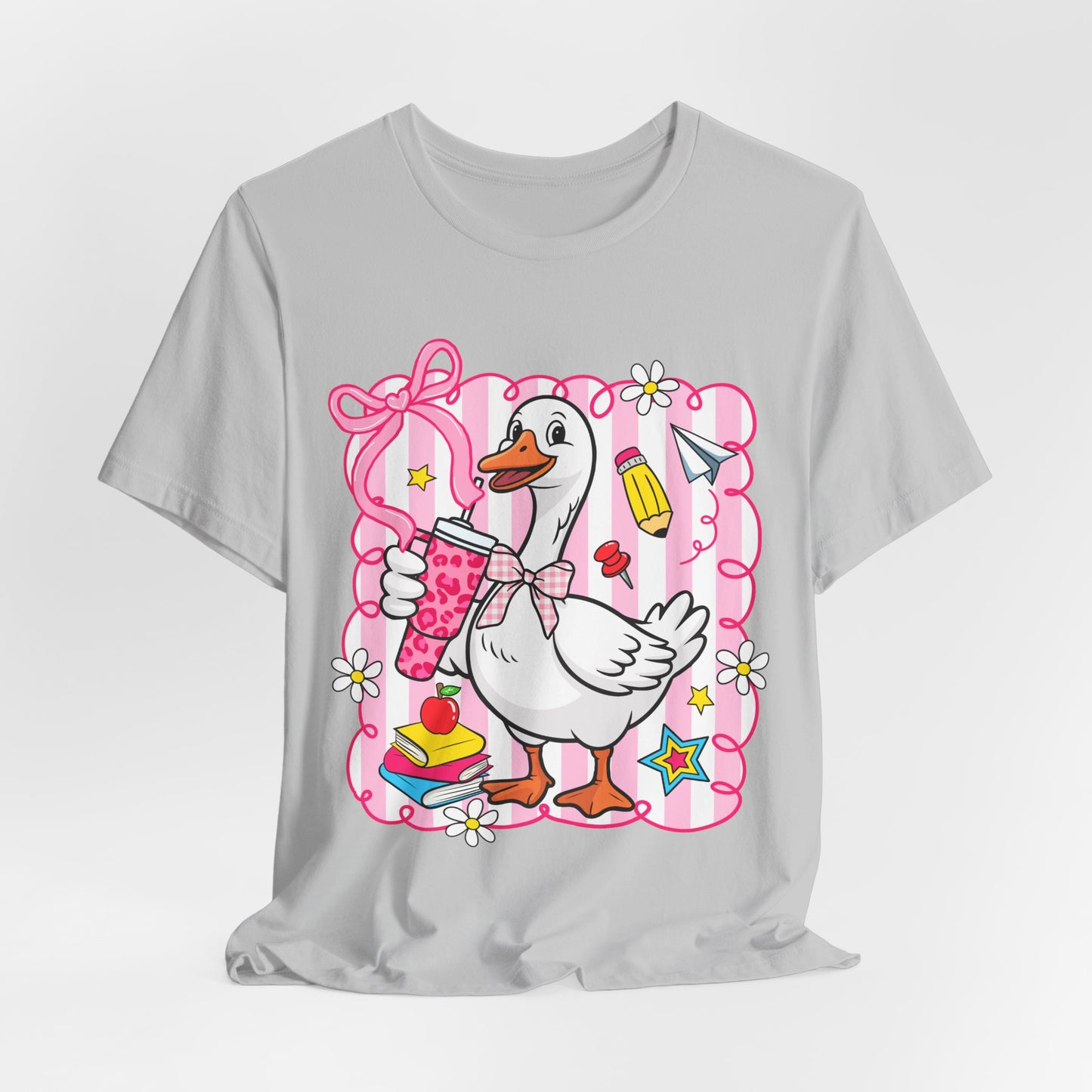 Cute Goose Graphic Tee — School Supplies Back-to-School T-Shirt