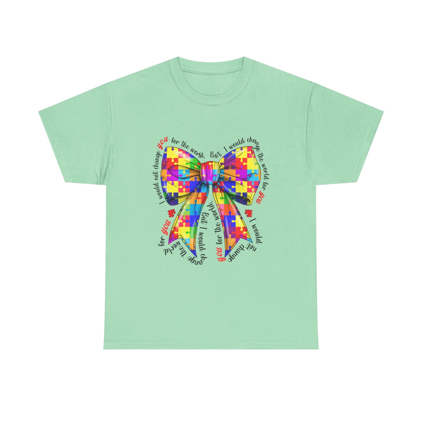 Autism Puzzle Ribbon Tee — Colorful Awareness Bow Shirt