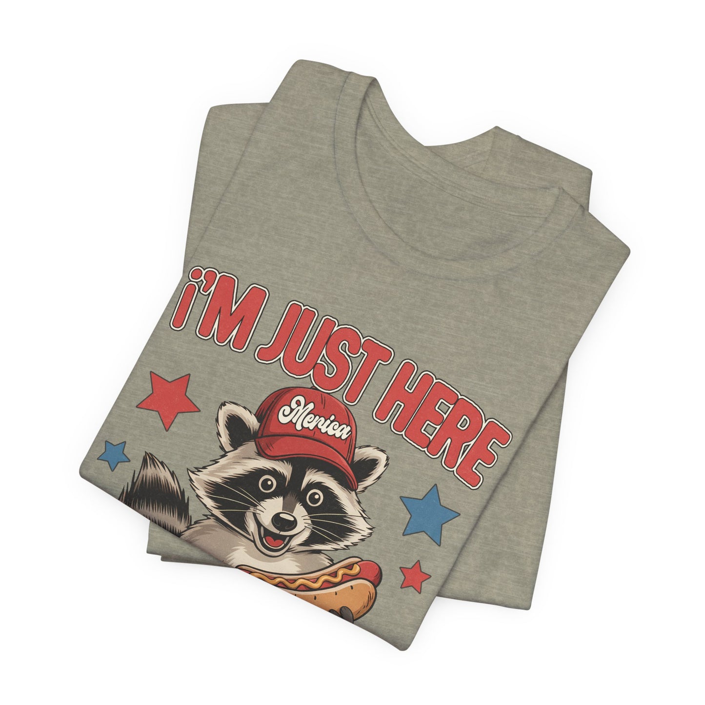 Patriotic Raccoon Hot Dog Tee — “I'm Just Here For The Winans” Graphic T-Shirt