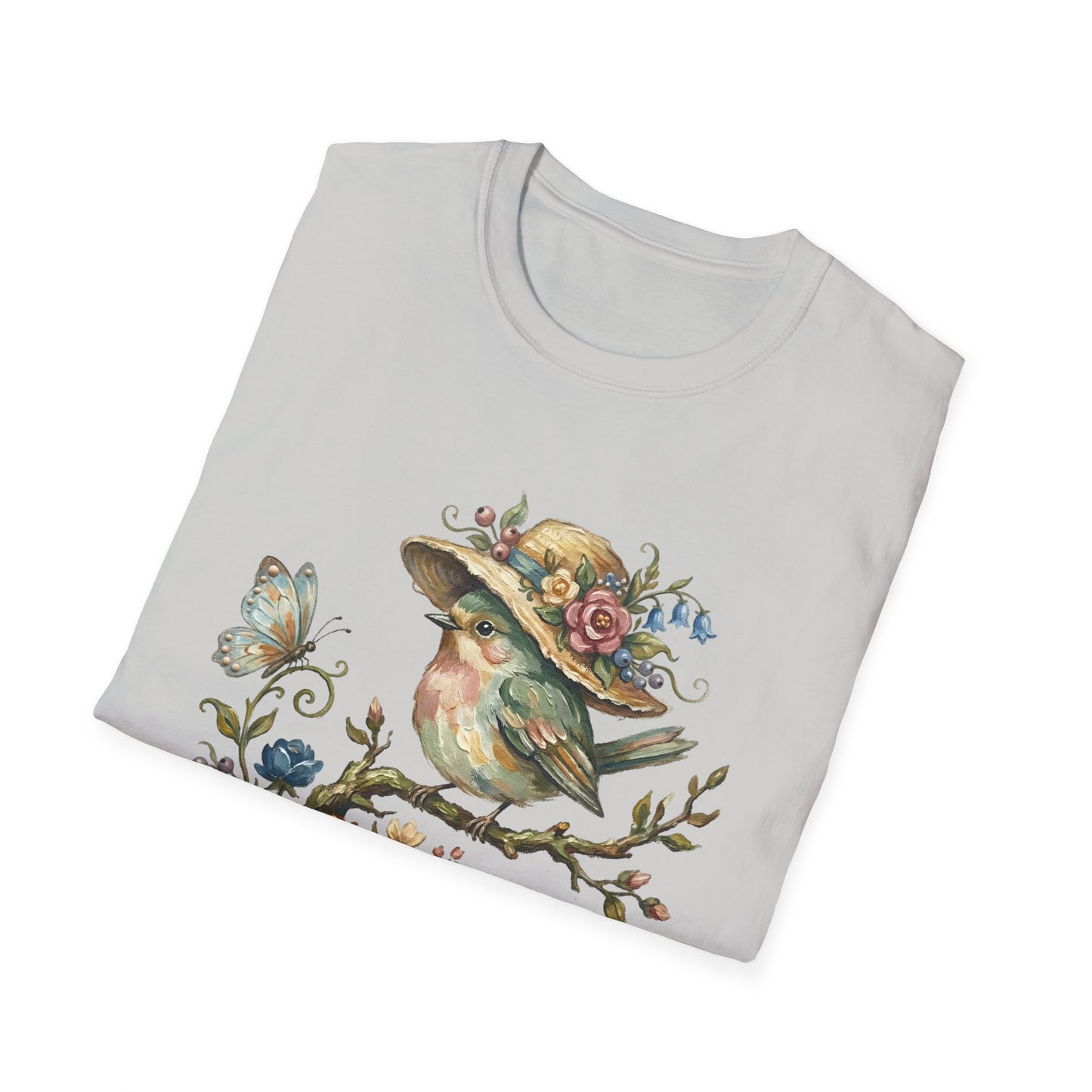 Garden Bird Tee — "There is a quiet peace to be found in the heart of the garden" Floral Bird T-Shirt