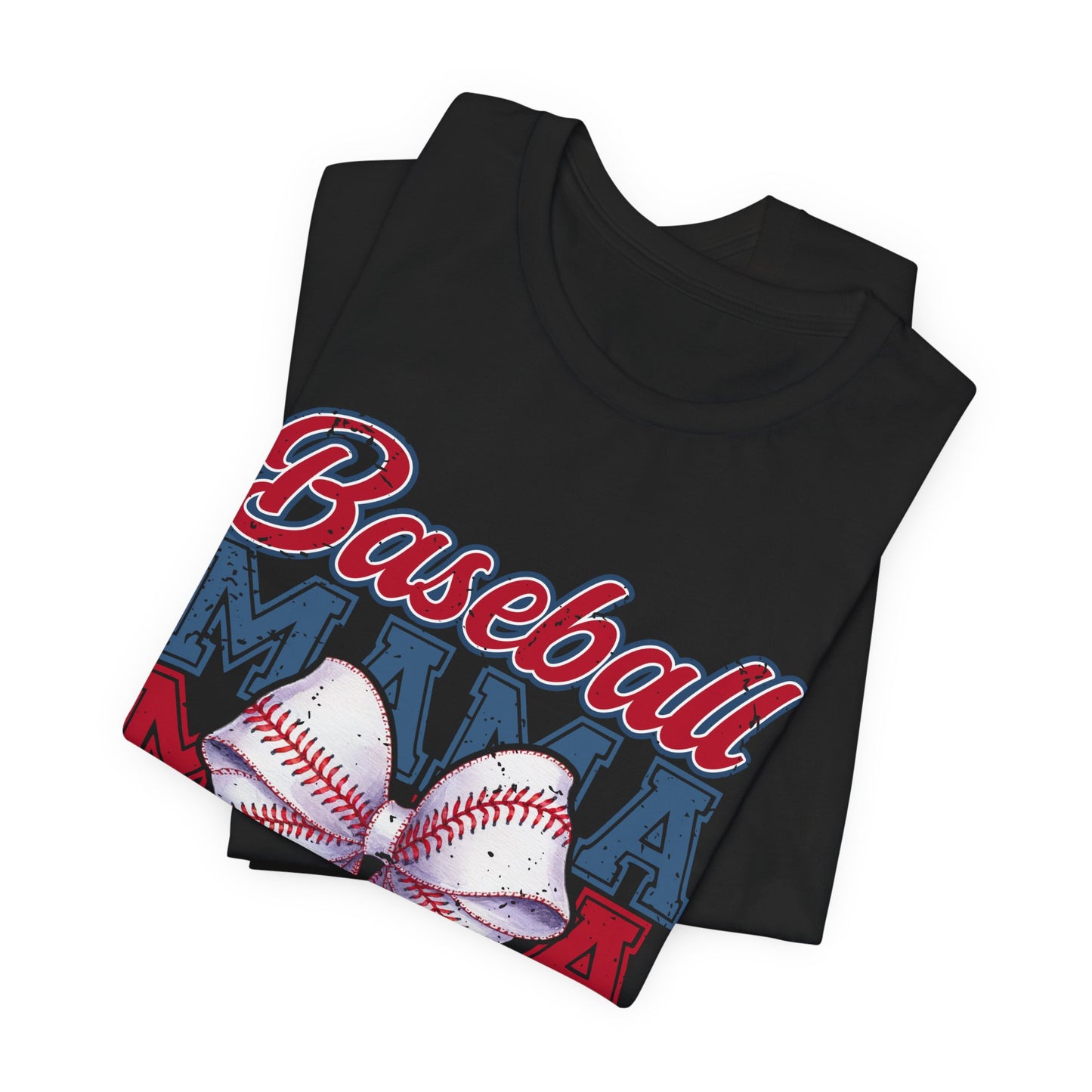 Baseball Mama Tee – Patriotic Bow Soft Cotton T‑Shirt for Baseball Moms