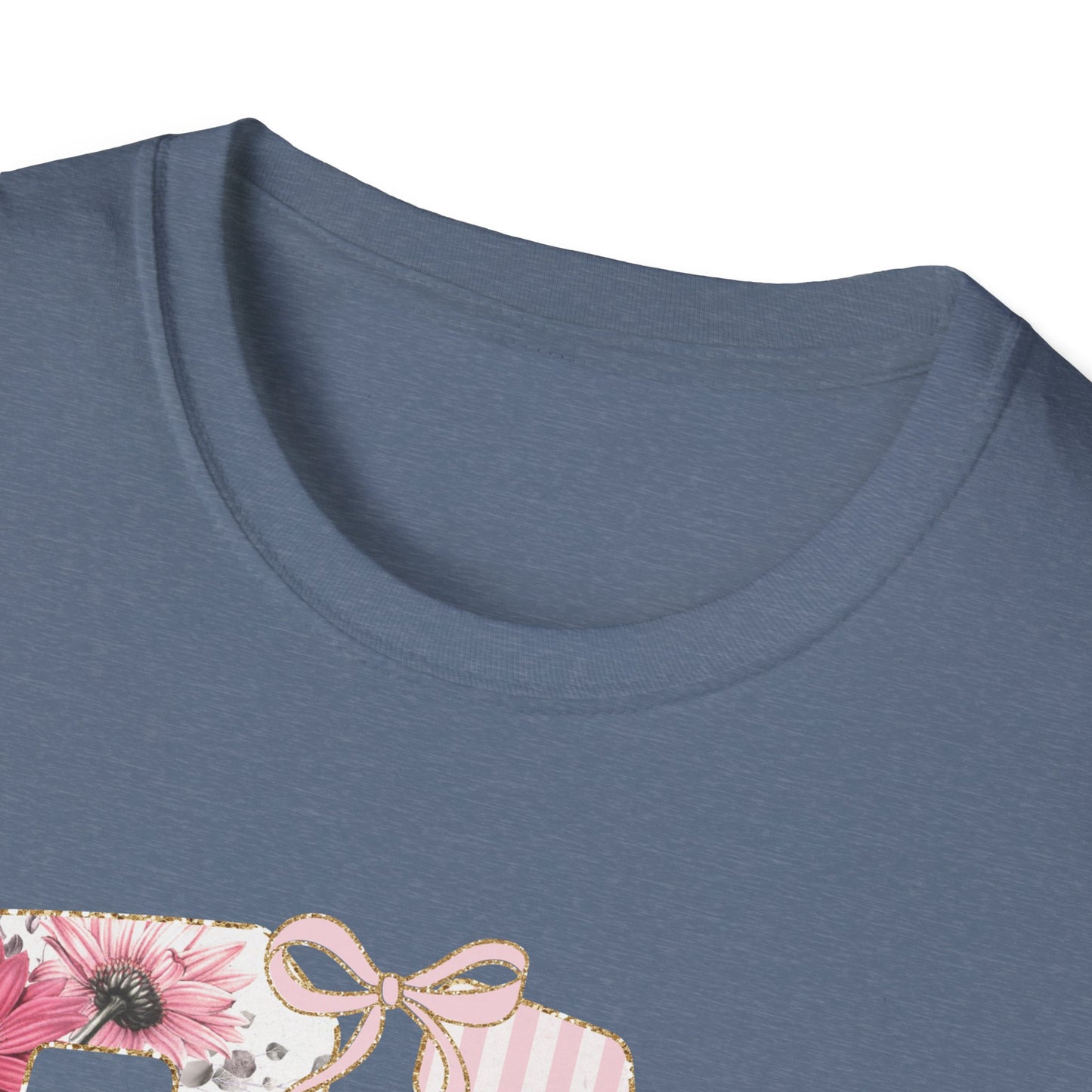 T-Shirt — RN Floral Script Design (Pink Stripes & Roses)