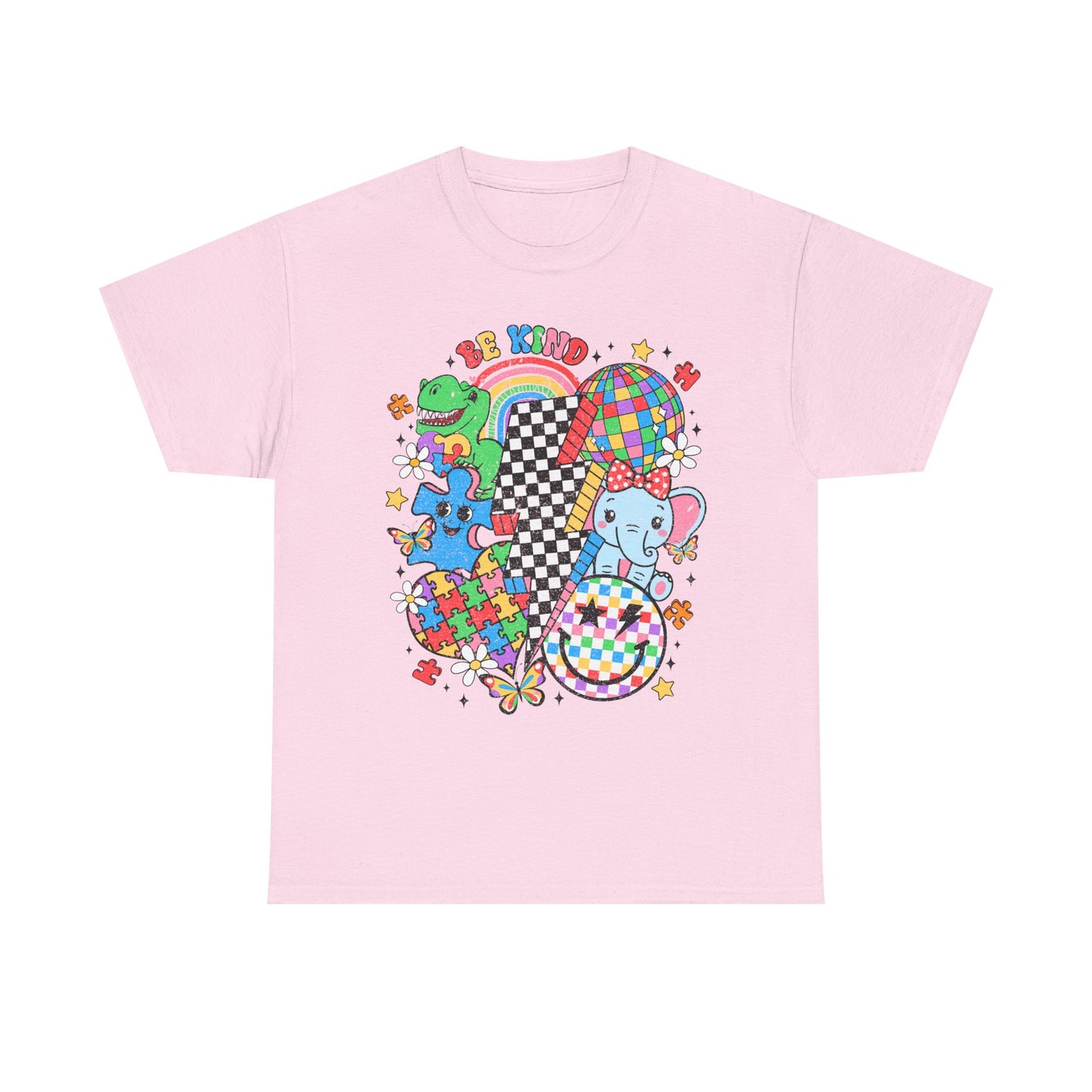 Puzzle Heart Tee — Colorful Autism Awareness Puzzle Pieces with Rainbow Animals