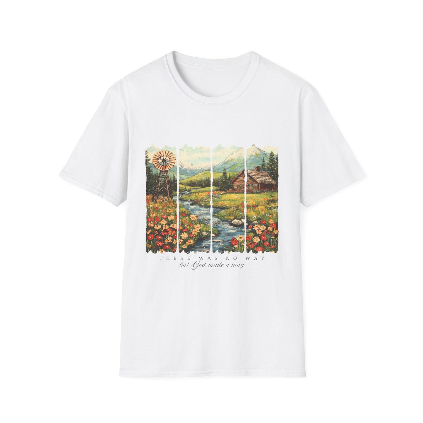 Scenic Windowpane Cabin T-Shirt — 'I Am But A Child Made of Stars' Nature Graphic Tee