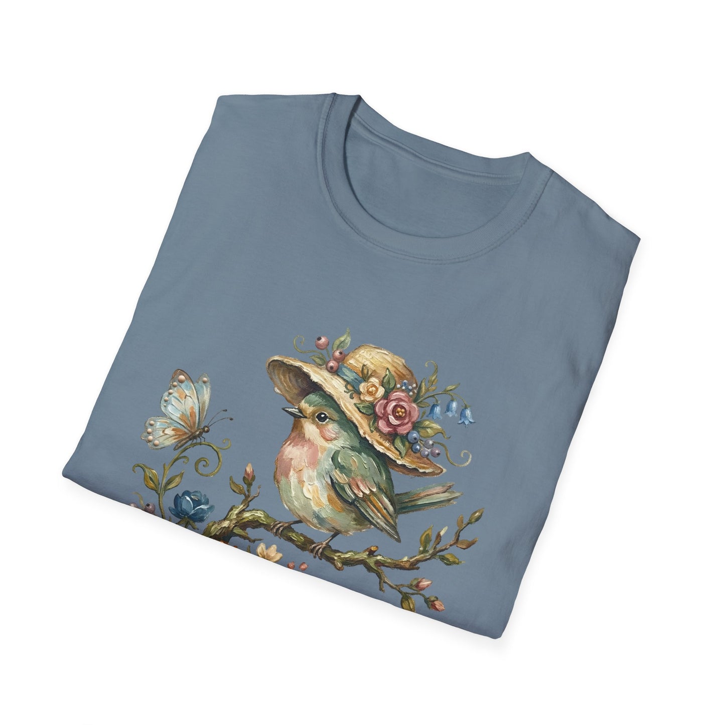 Garden Bird Tee — "There is a quiet peace to be found in the heart of the garden" Floral Bird T-Shirt