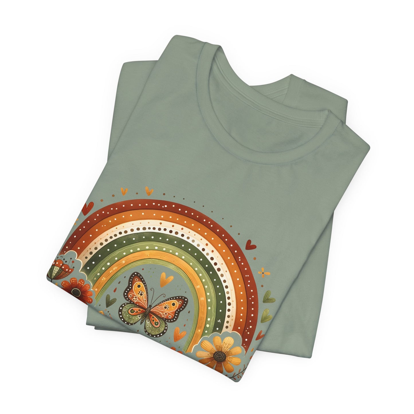 Believe In Yourself Butterfly Tee — Retro Rainbow Floral Inspirational T‑Shirt