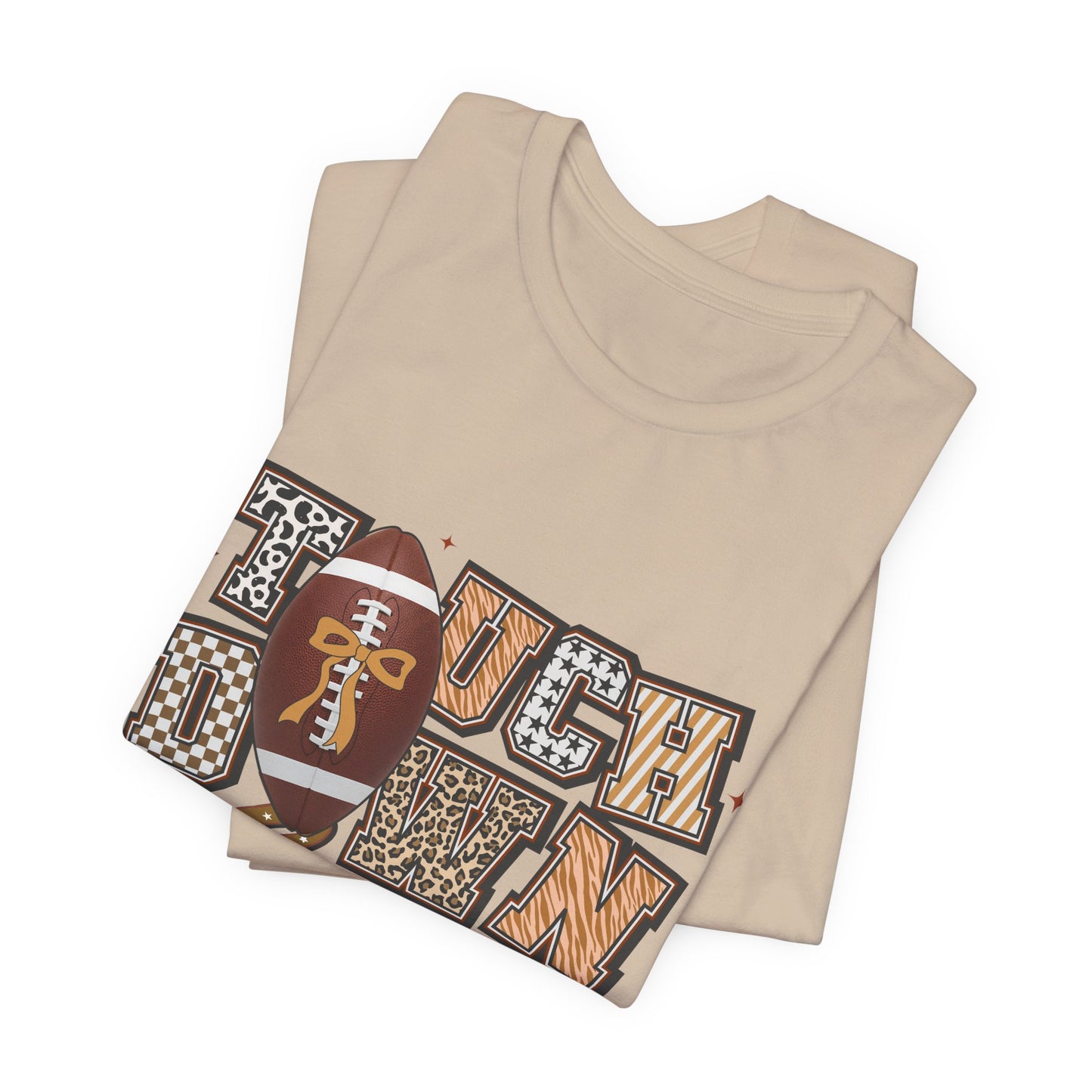 Touchdown Season Football T-Shirt — Retro Brown Leopard Print Design