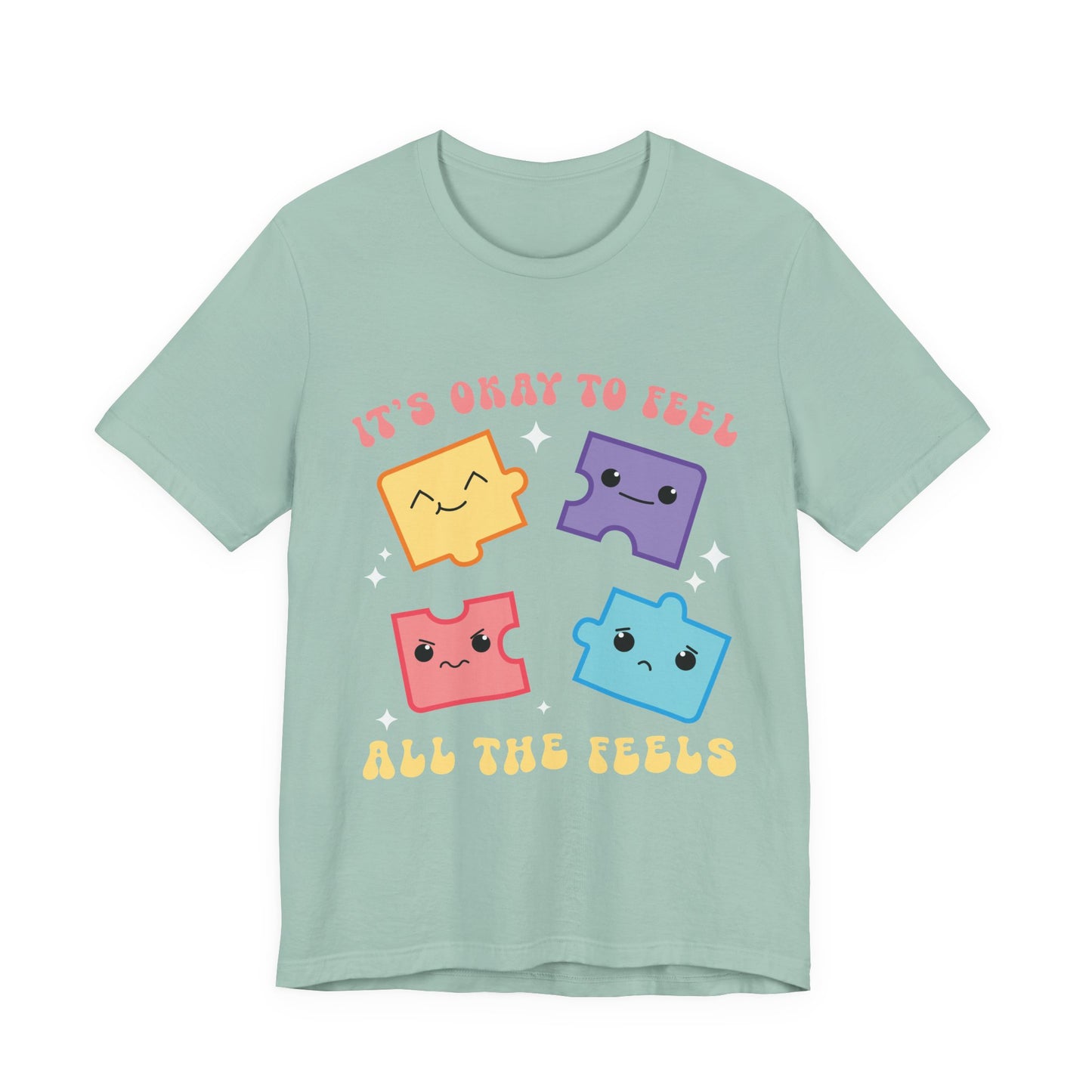 “It’s Okay to Feel” Puzzle Pieces Tee — Mental Health Awareness Comfort Shirt