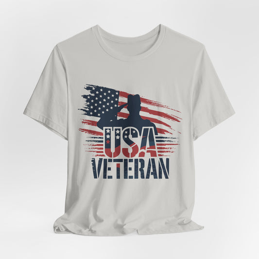 USA Veteran T-Shirt – American Flag Silhouette Patriotic Tee