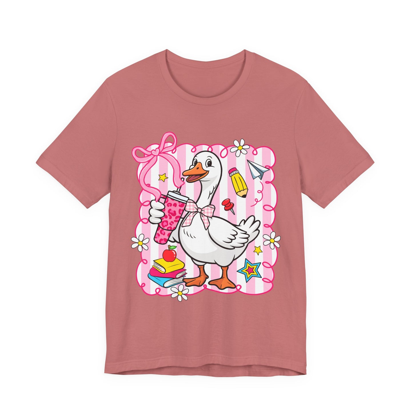 Cute Goose Graphic Tee — School Supplies Back-to-School T-Shirt