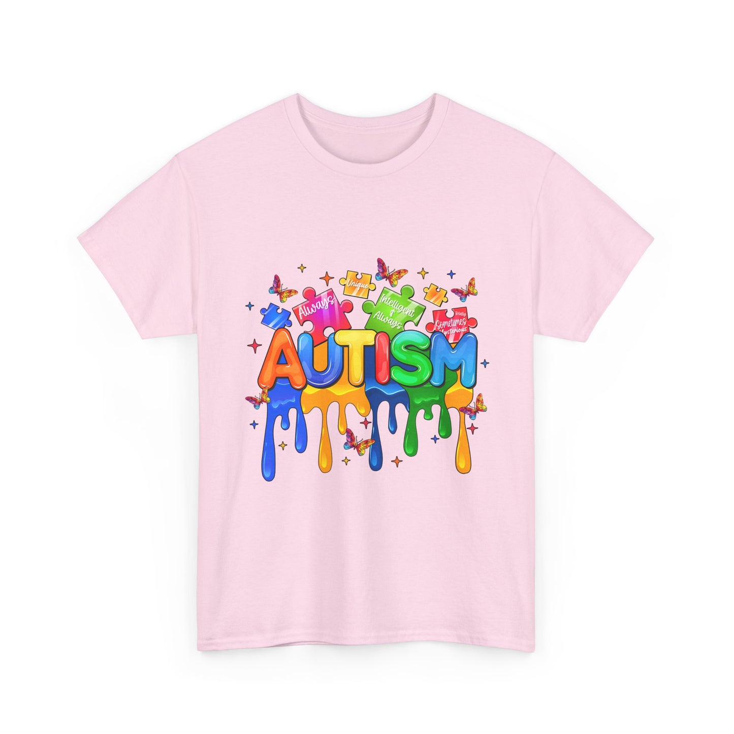 Autism Awareness Puzzle Heart T-Shirt — Colorful Drip Design