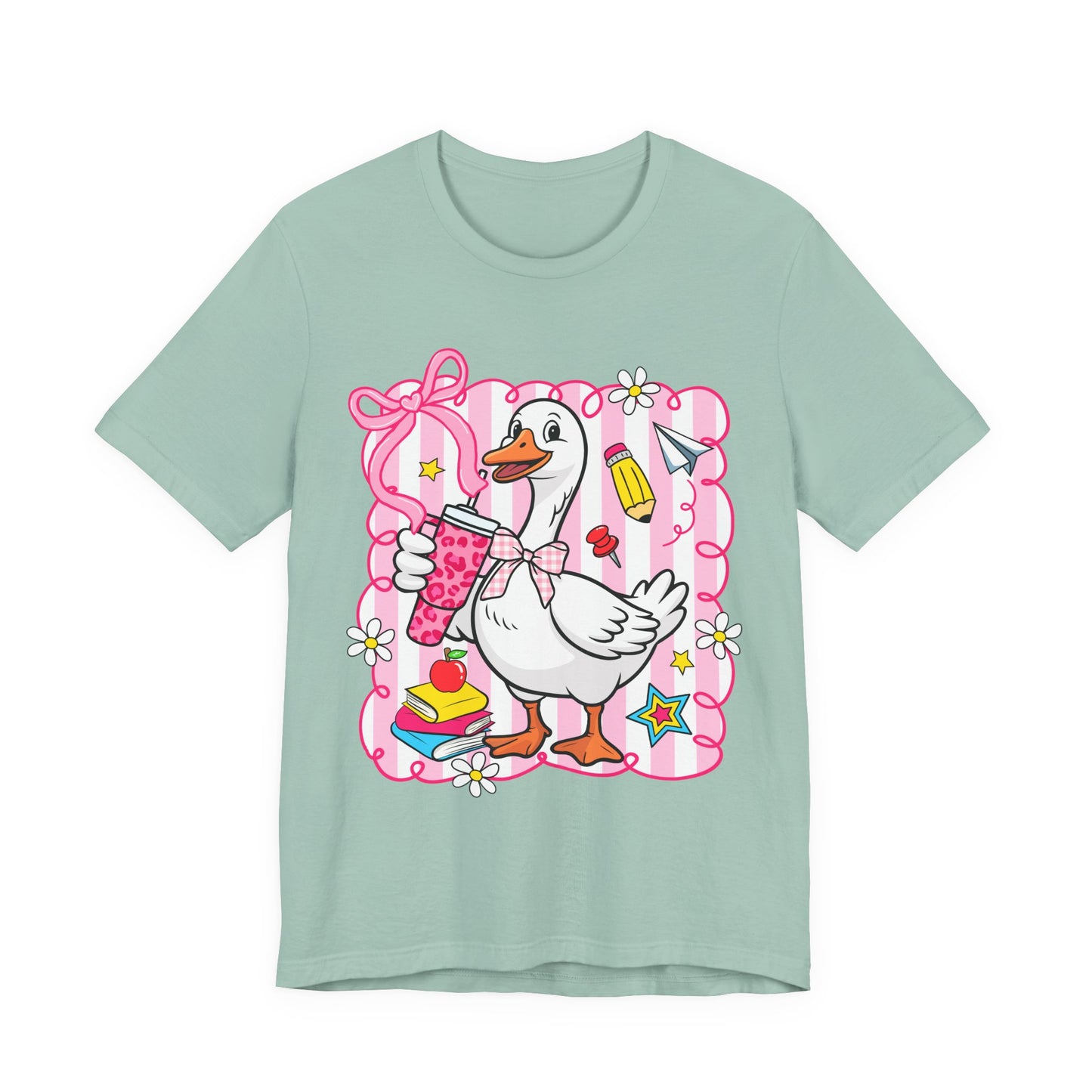 Cute Goose Graphic Tee — School Supplies Back-to-School T-Shirt