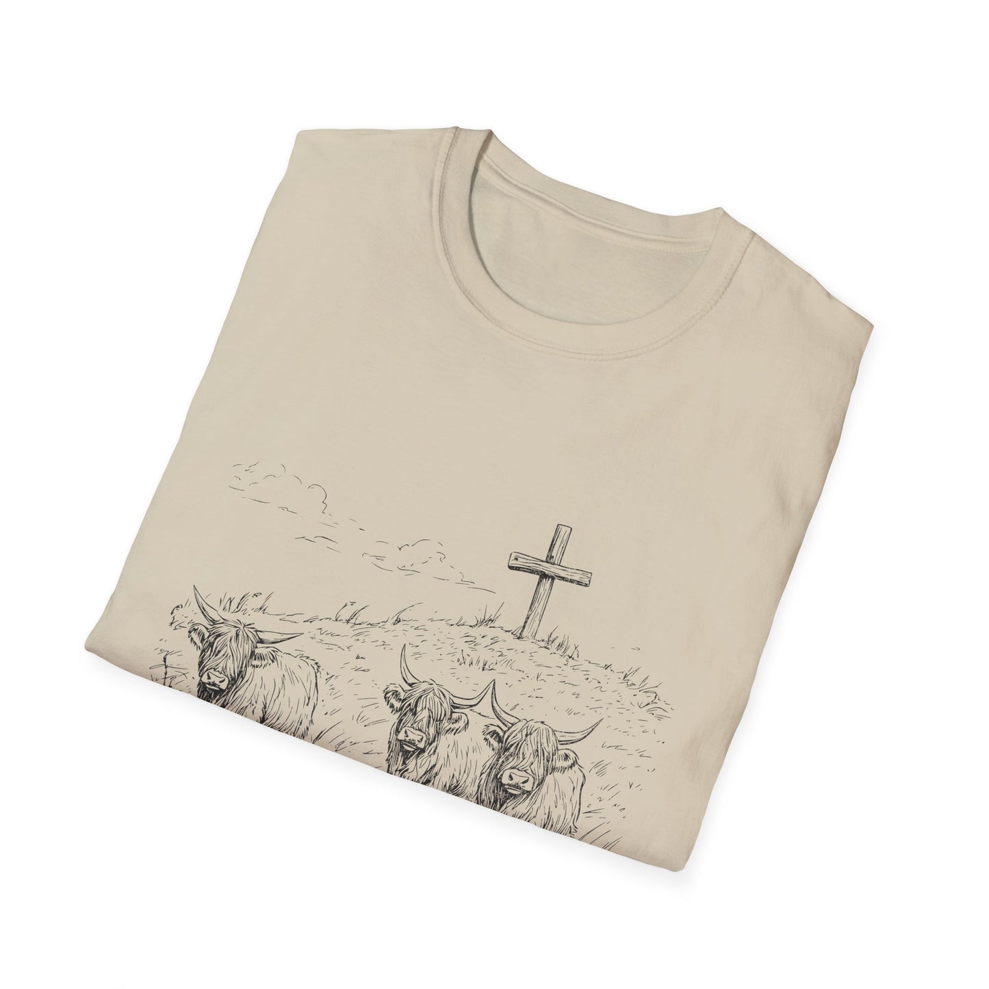 Christian Cross & Oxen T-Shirt — “Follow the Sword, Not the Herd” Faith Graphic Tee