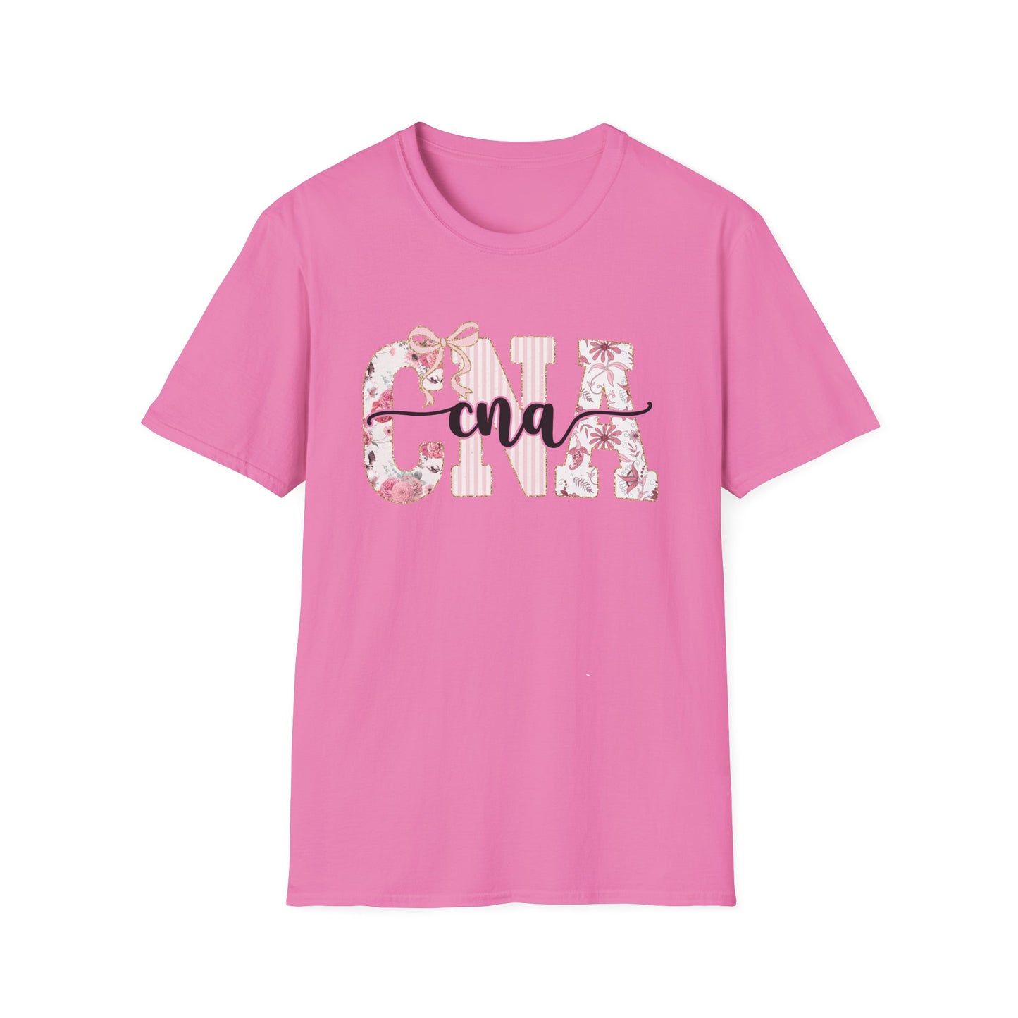 CNA Floral Monogram T-Shirt — Nurse CNA Gift, Pink Floral CNA Tee