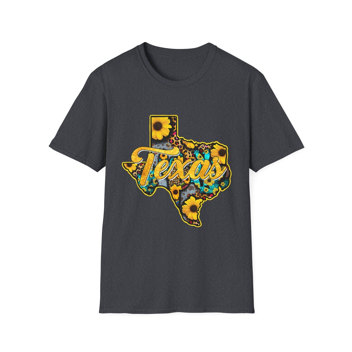 Texas Sunflower State T-Shirt — Floral Texas Map Graphic