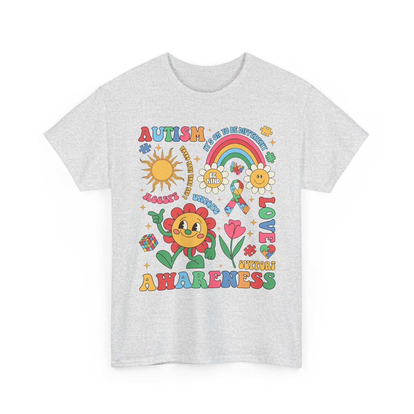 Autism Awareness Rainbow Floral Tee — Love, Support & Awareness T-Shirt