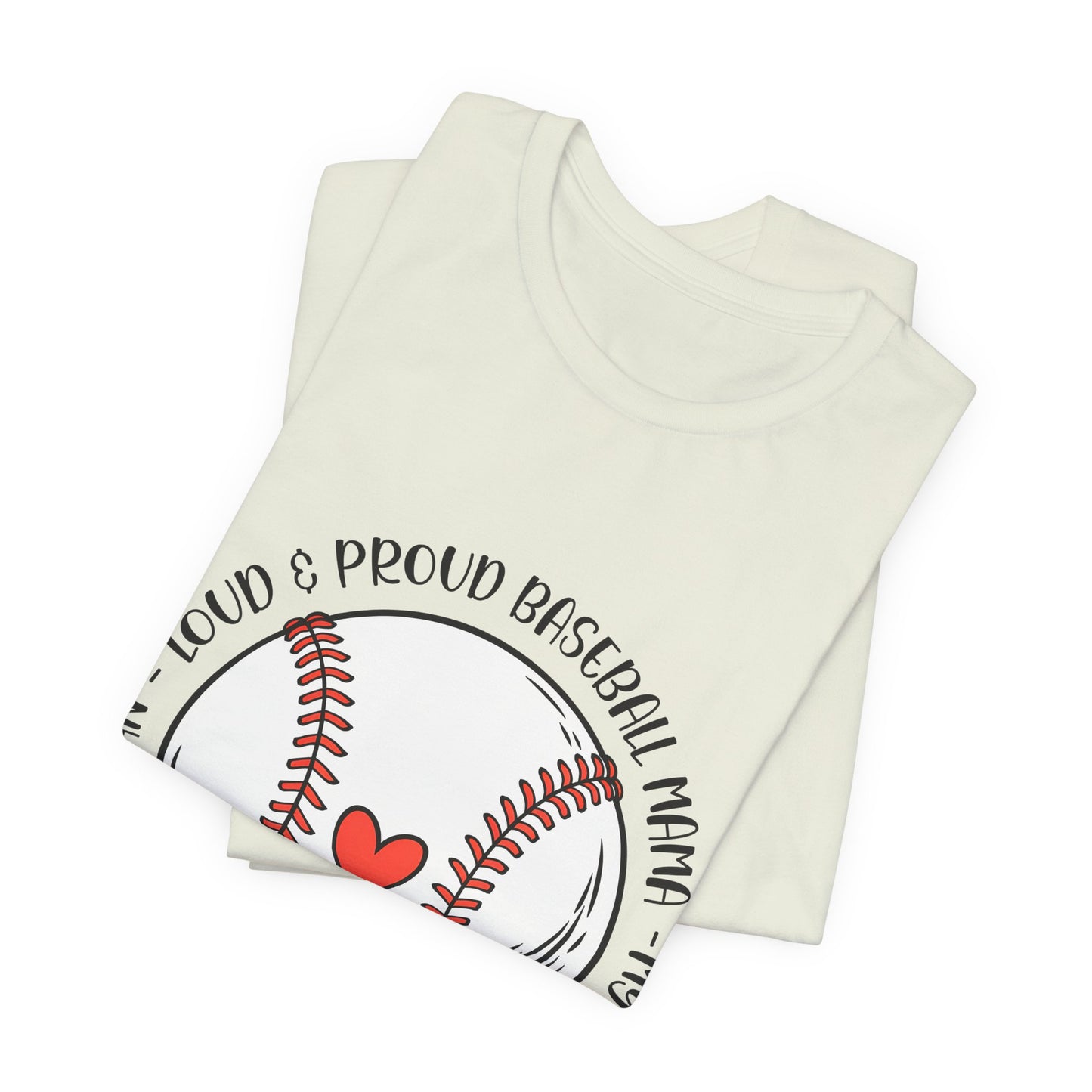 Baseball Mom Tee – Proud Baseball Mama Graphic Shirt (Heart & Stitch Design)