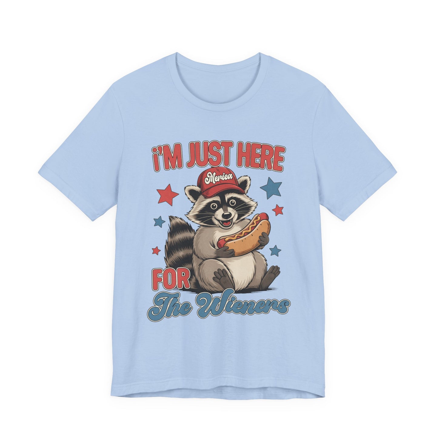 Patriotic Raccoon Hot Dog Tee — “I'm Just Here For The Winans” Graphic T-Shirt