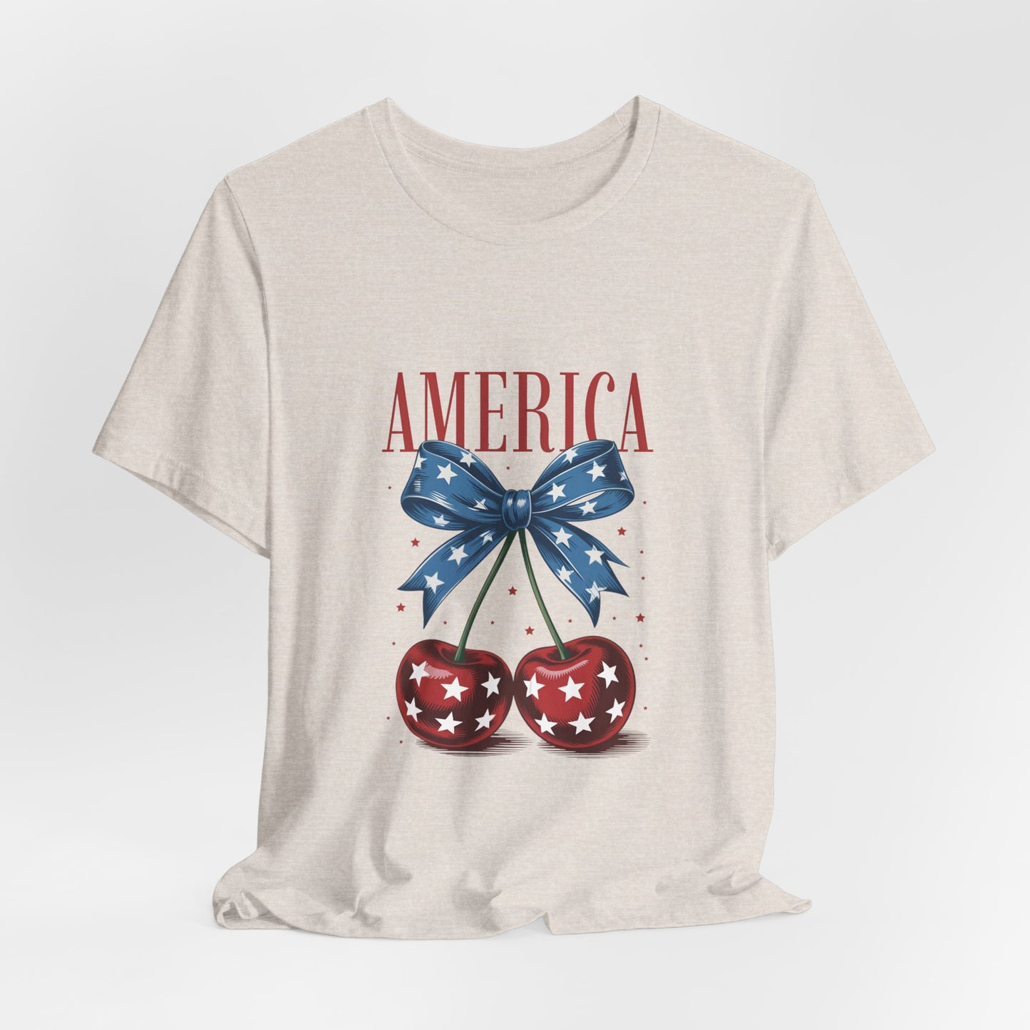 America Cherry Tee — Patriotic Stars & Stripes Graphic T-Shirt