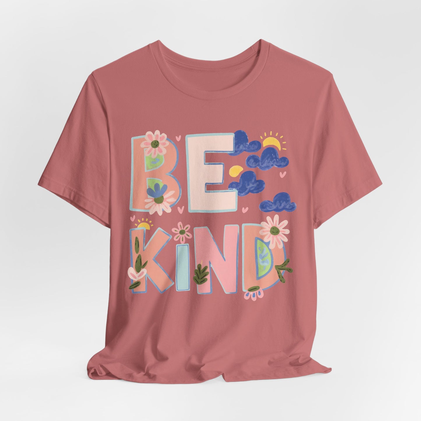 Be Kind Floral Tee — Positive Message Graphic T-Shirt