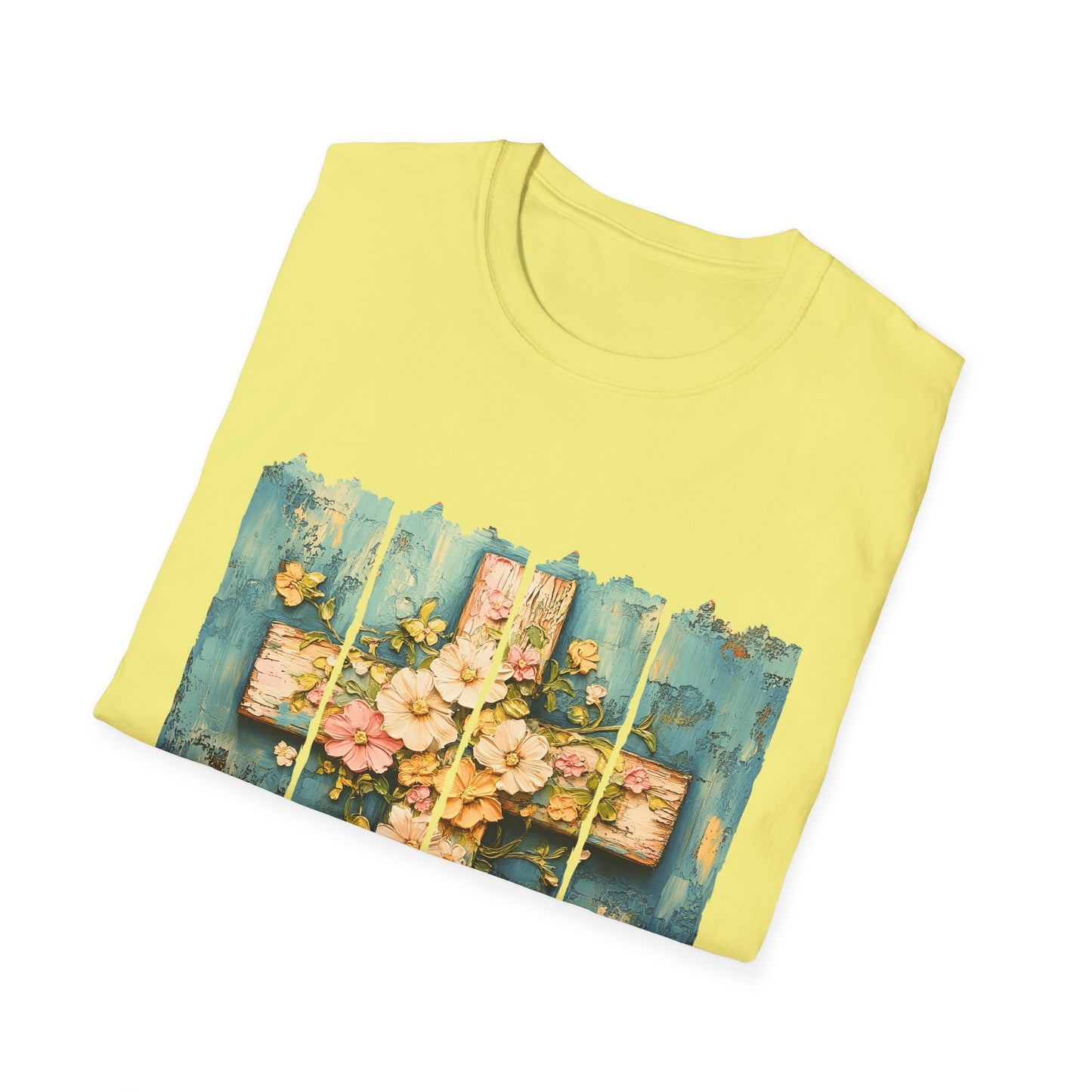 Floral Cross Christian T-Shirt — Faith, Hope & New Life Easter Tee