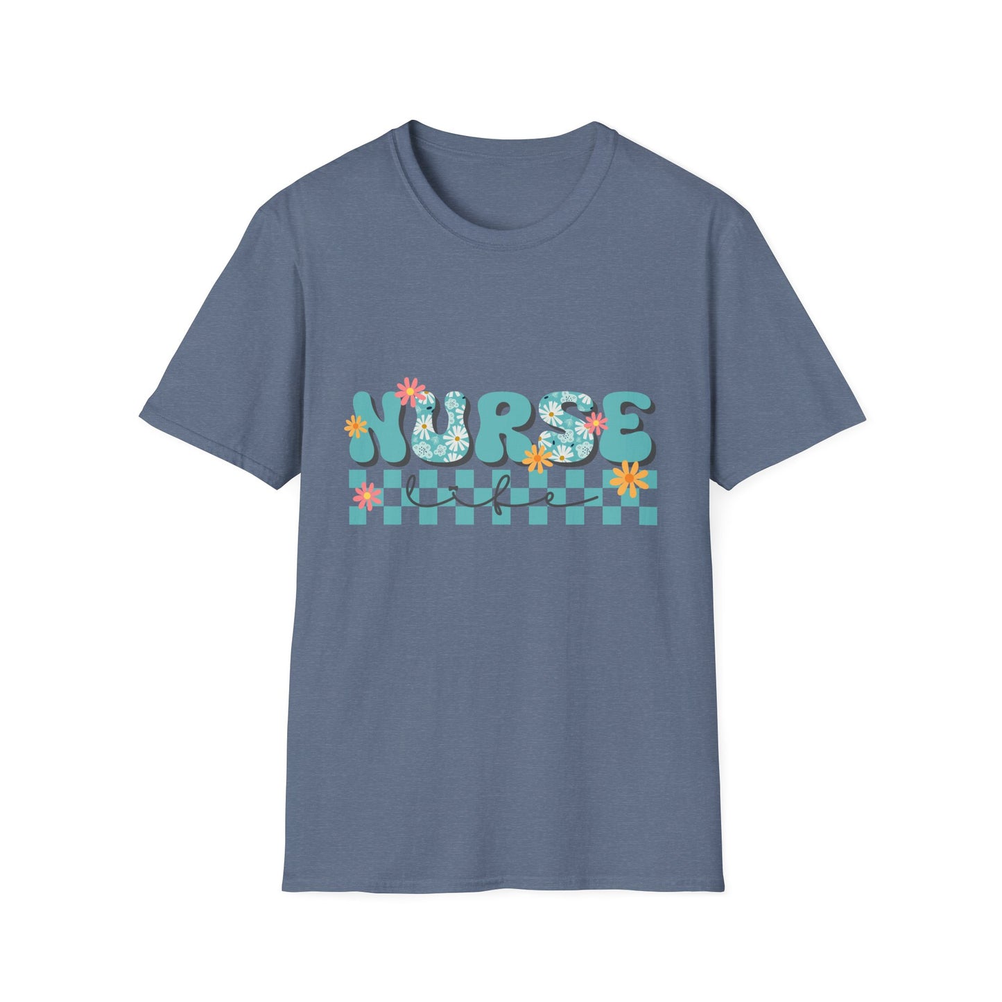 Nurse Floral Checkerboard T-Shirt