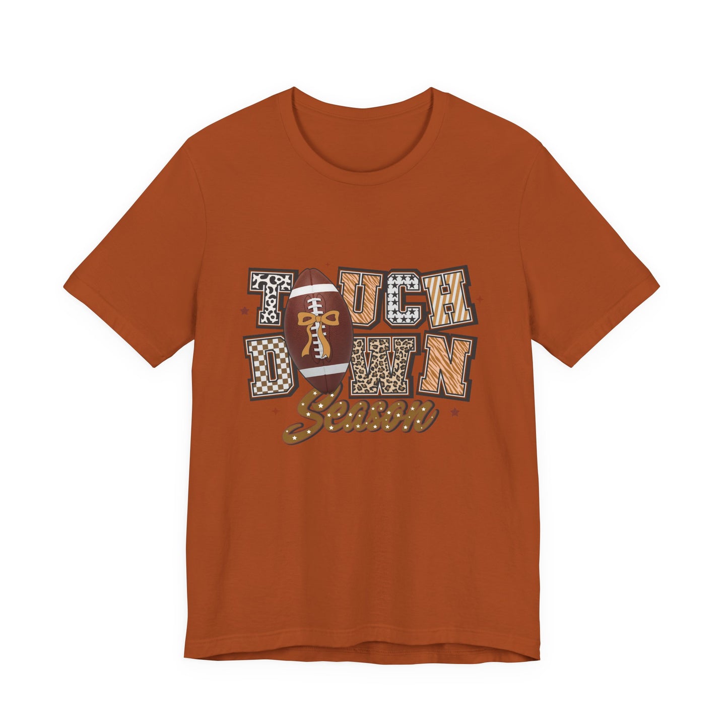 Touchdown Season Football T-Shirt — Retro Brown Leopard Print Design