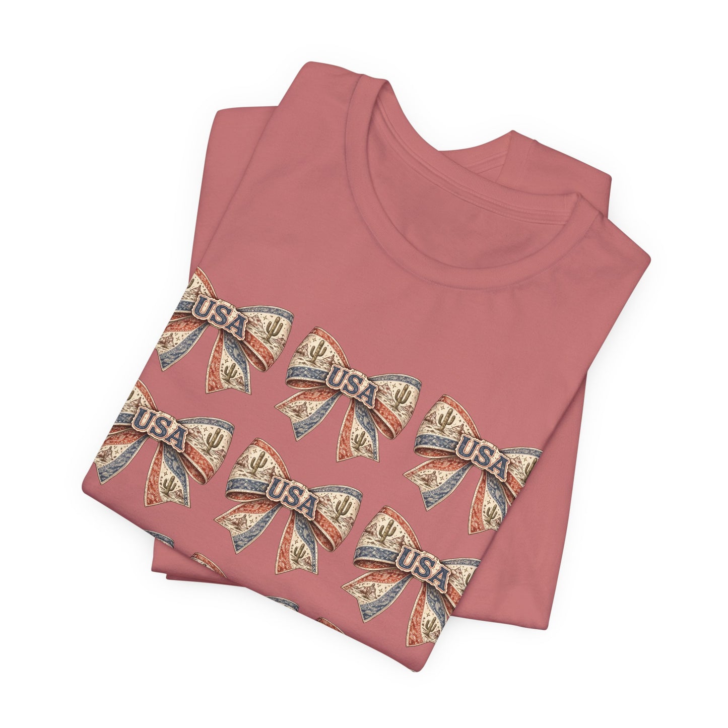 USA Patriotic Bow Pattern T-Shirt