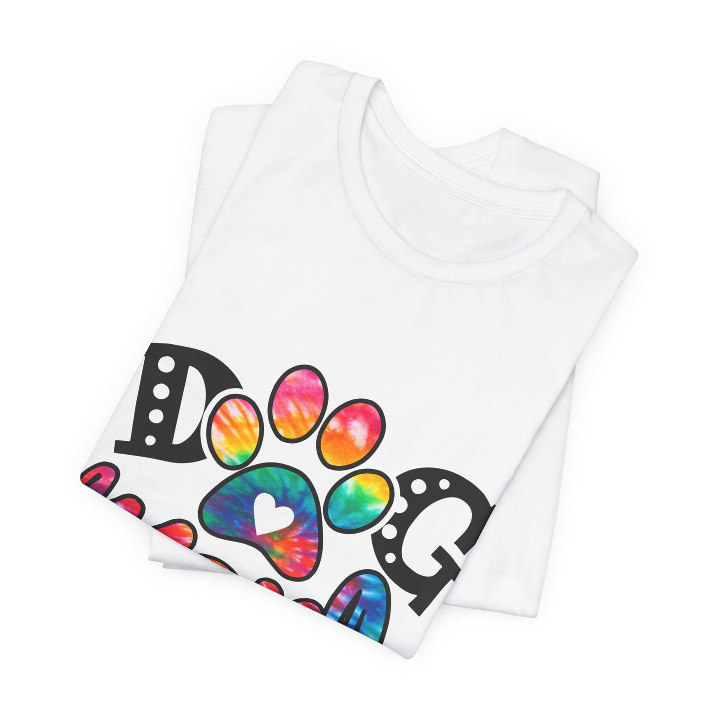 Dog Mom T-Shirt - Colorful Rainbow Paw Design