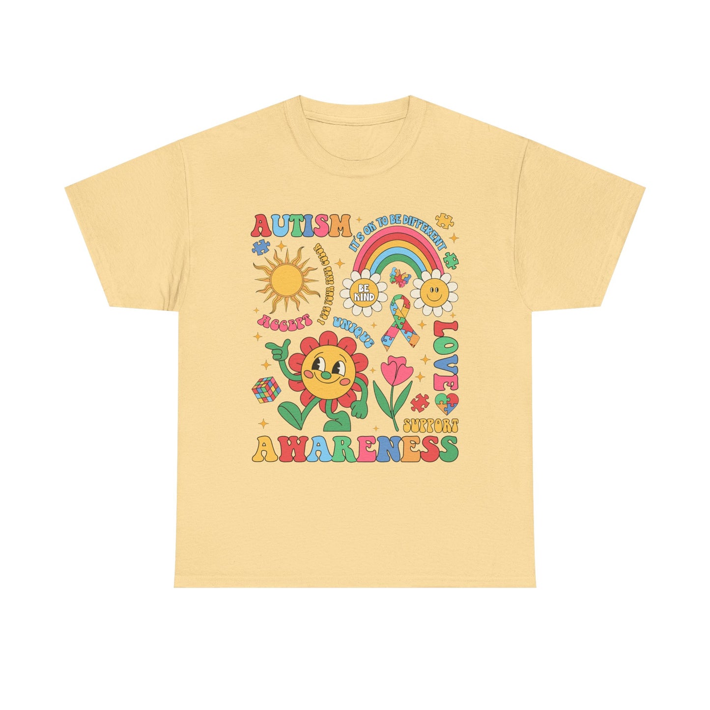Autism Awareness Rainbow Floral Tee — Love, Support & Awareness T-Shirt