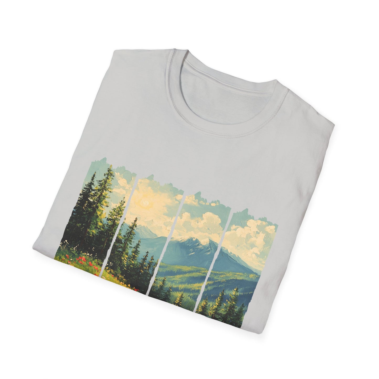 Mountain Meadow T-Shirt — Scenic Landscape Panel Tee