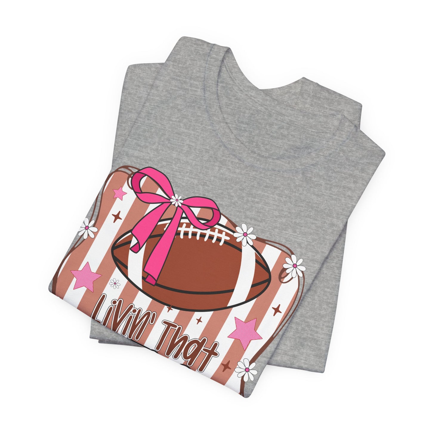 Football Mom Life T-Shirt — Pink Bow Football Mom Tee