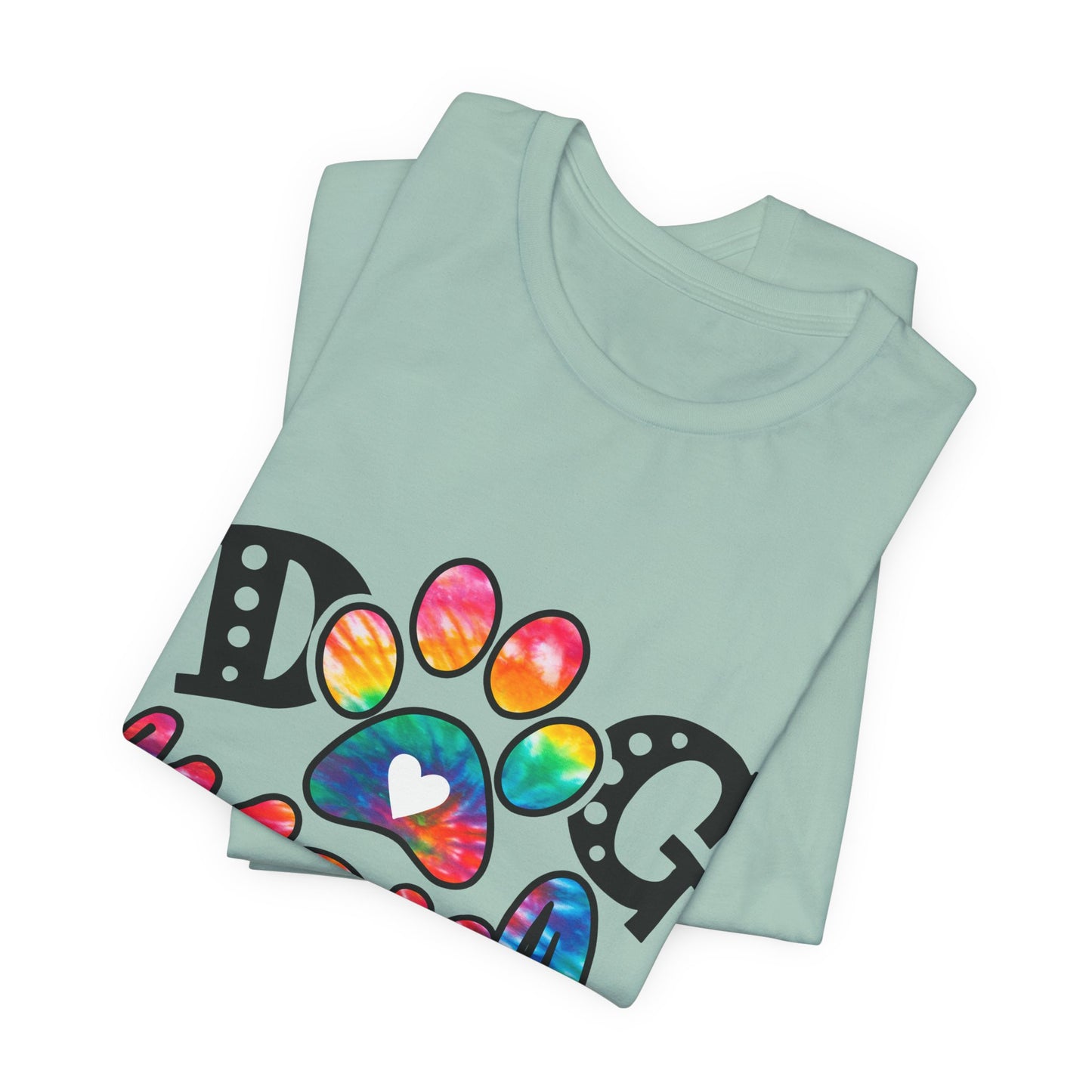 Dog Mom T-Shirt - Colorful Rainbow Paw Design