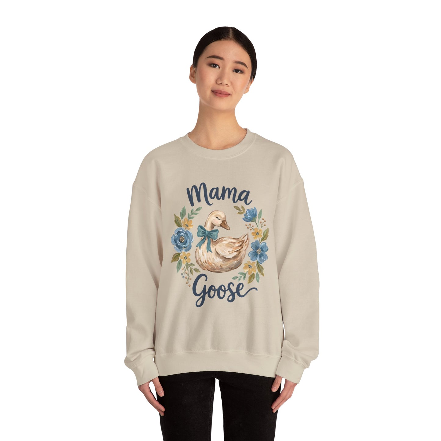 Mama Goose Crewneck Sweatshirt – Floral Duckling Mom Cozy Pullover