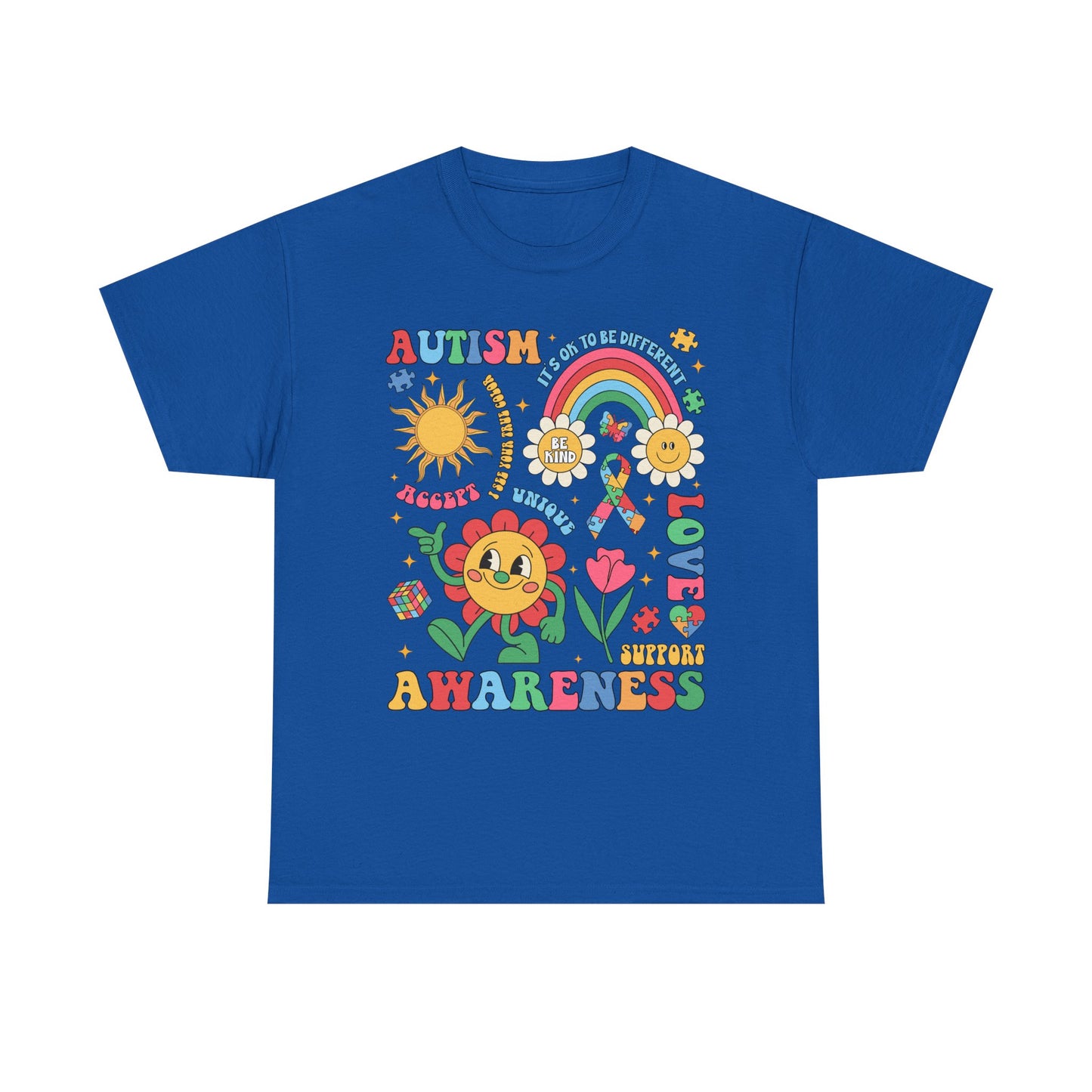 Autism Awareness Rainbow Floral Tee — Love, Support & Awareness T-Shirt