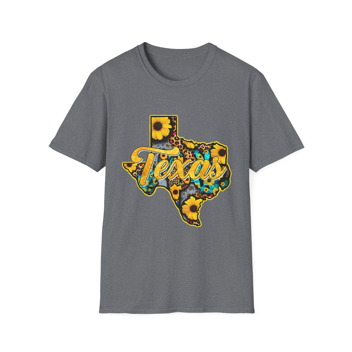 Texas Sunflower State T-Shirt — Floral Texas Map Graphic