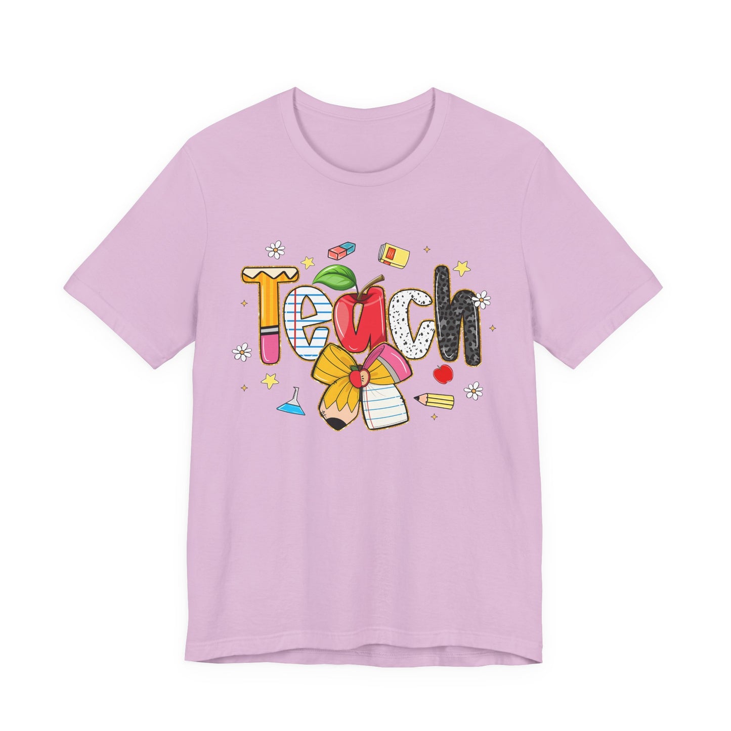Teacher Floral Pencil Tee - "Teach" Cute School T-Shirt for Educators