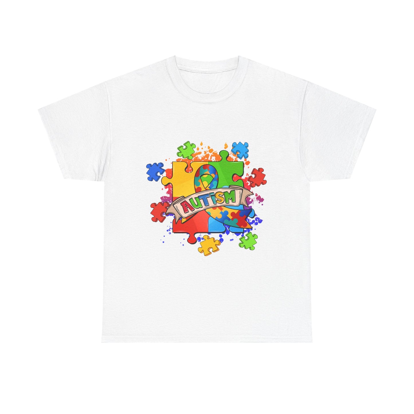 Autism Awareness Puzzle Tee – Colorful 'Autism' Ribbon Design
