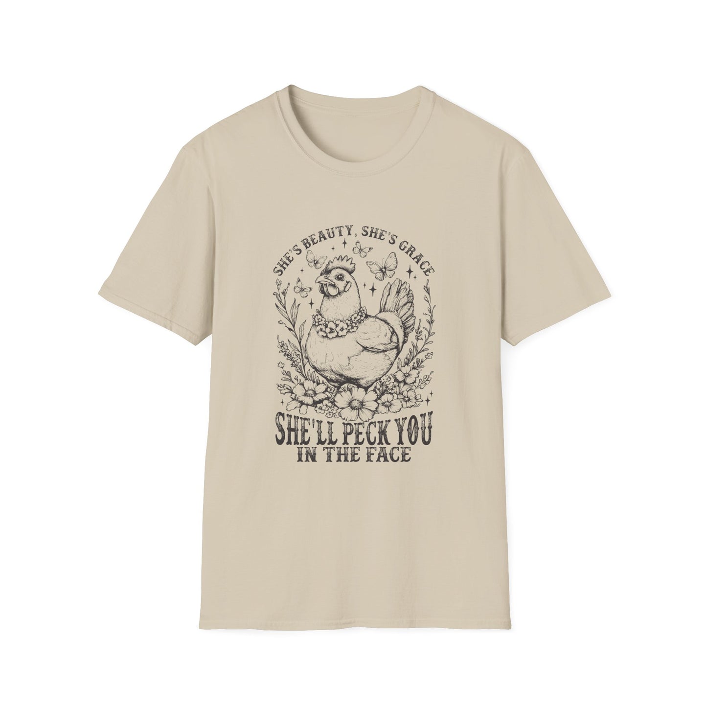 She'll Peck You In The Face Chicken T-Shirt – Funny Farmyard Hen Graphic Tee