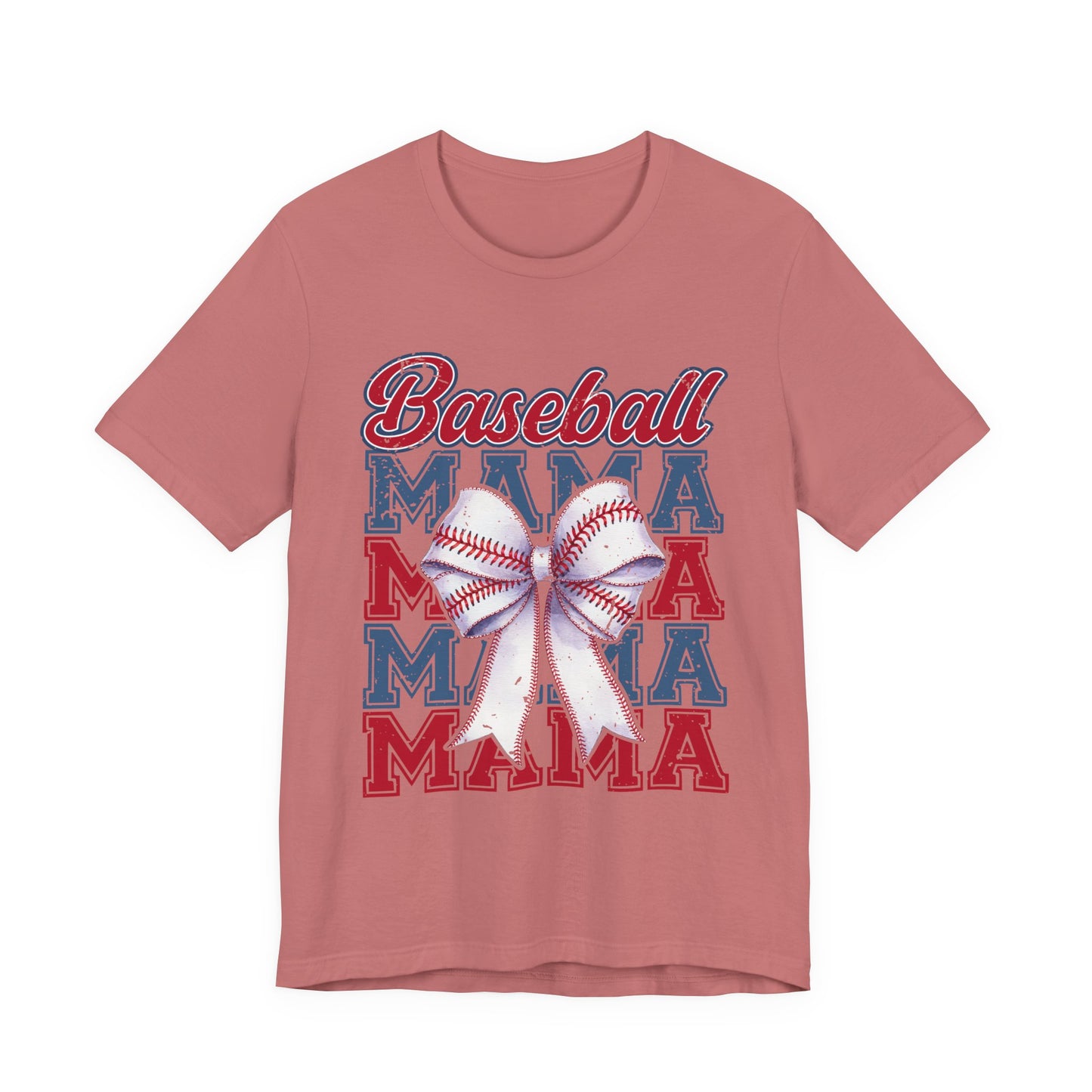 Baseball Mama Tee – Patriotic Bow Soft Cotton T‑Shirt for Baseball Moms