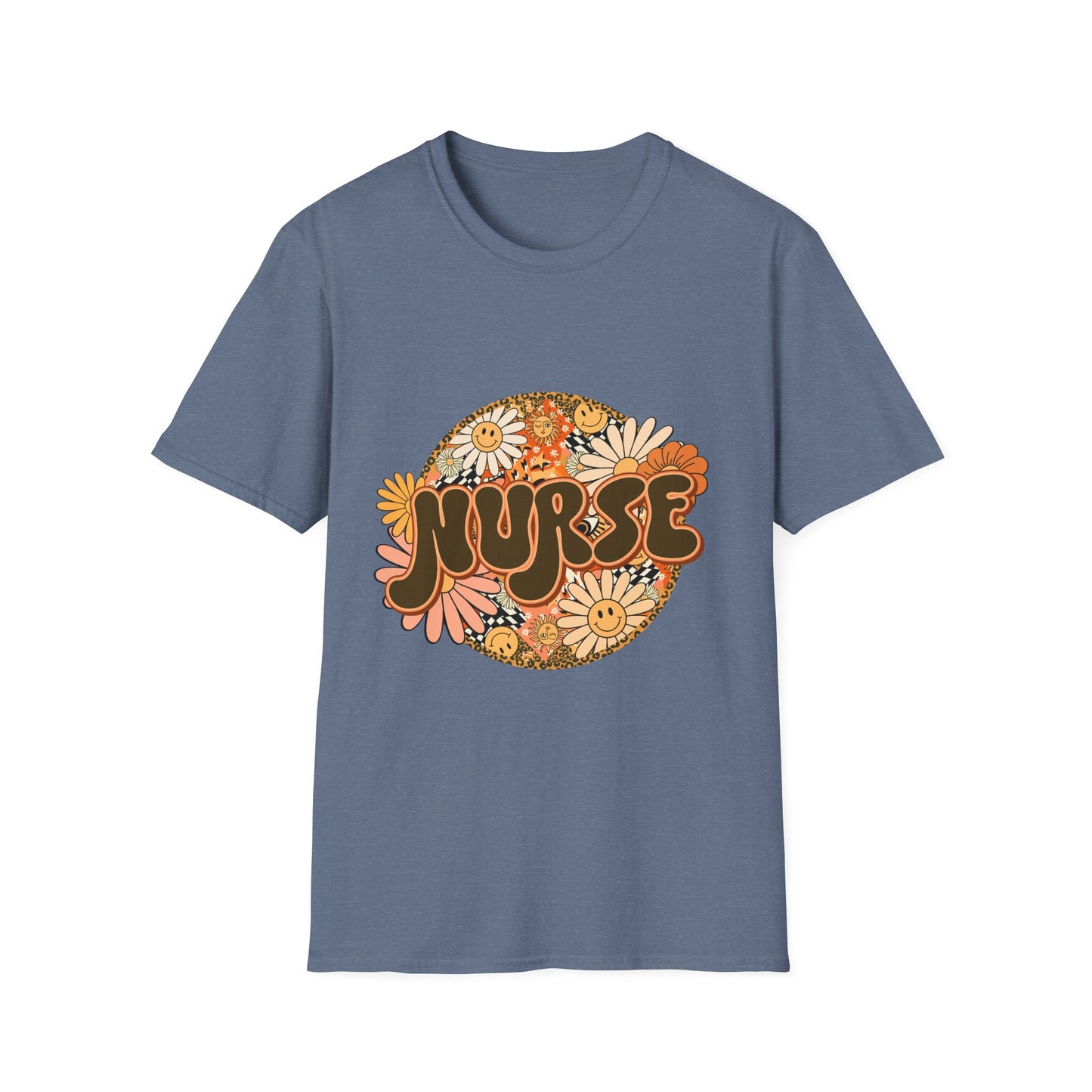 Retro Floral 'Nurse' T-Shirt — 70s Vintage Daisy Design for Nurses