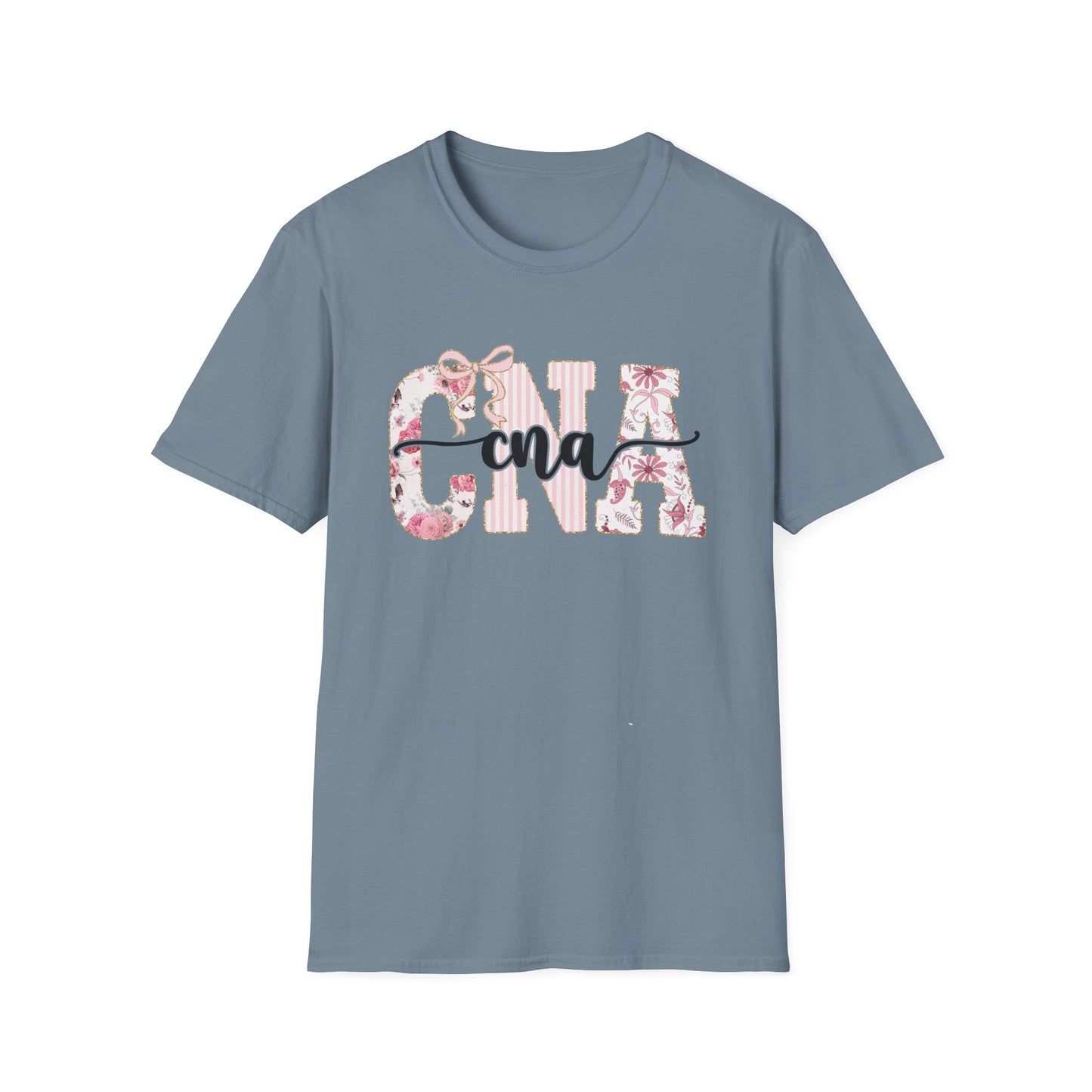 CNA Floral Monogram T-Shirt — Nurse CNA Gift, Pink Floral CNA Tee