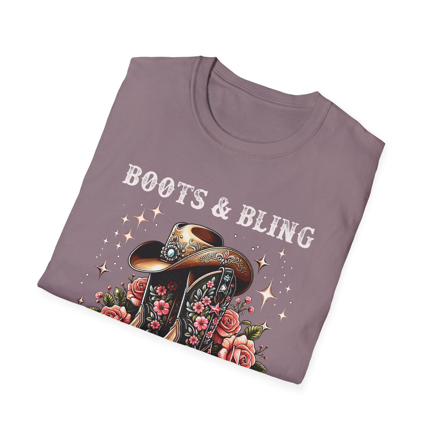 Cowgirl T-Shirt — "Boots & Bling" Floral Western Tee