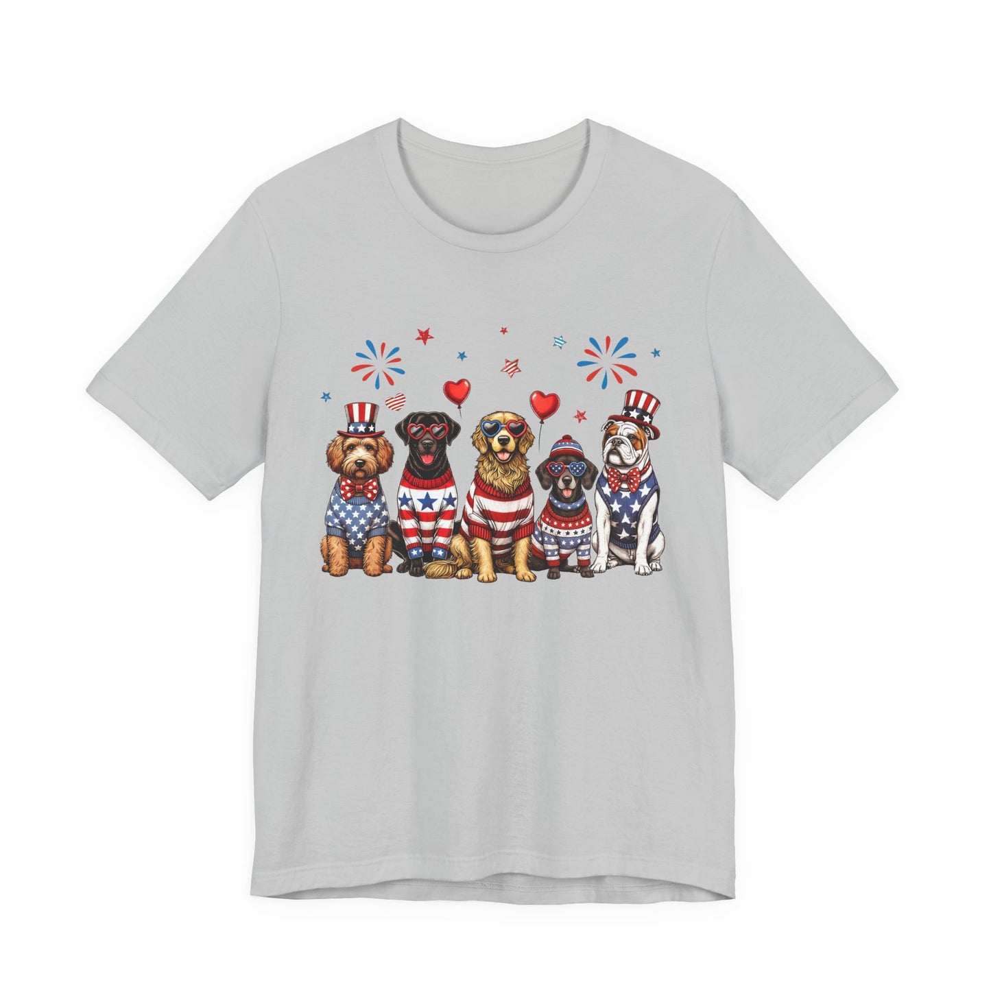 Patriotic Dogs T‑Shirt — 4th of July American Flag Pups Tee