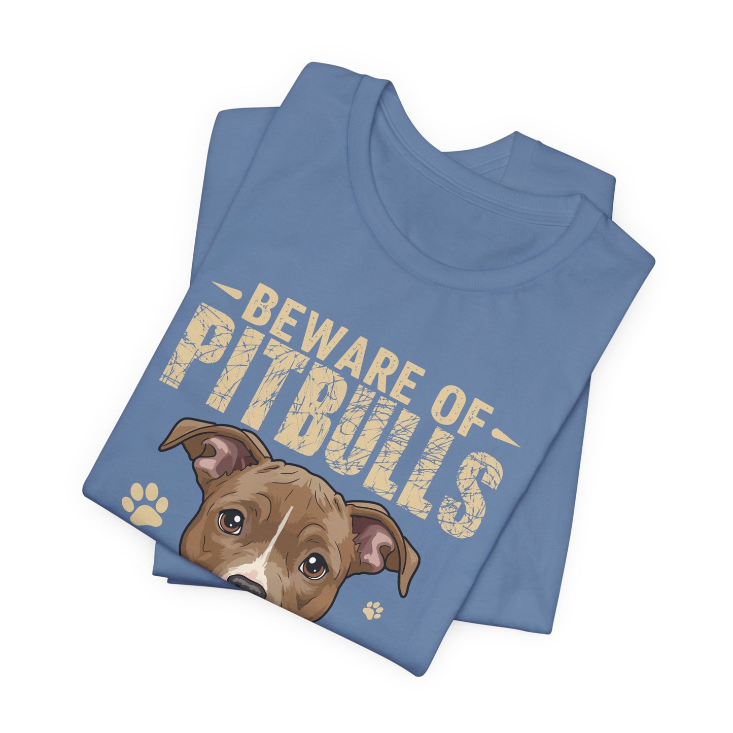 Pitbull Lover T-Shirt — "Beware of Pitbulls They Will Steal Your Hearts" Cute Dog Tee