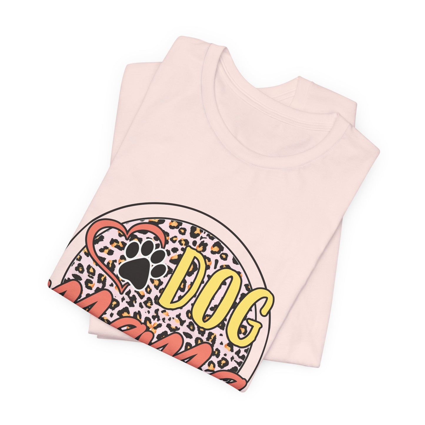 Dog Mama Leopard Circle Tee — Cute Paw Print Graphic T-Shirt for Women